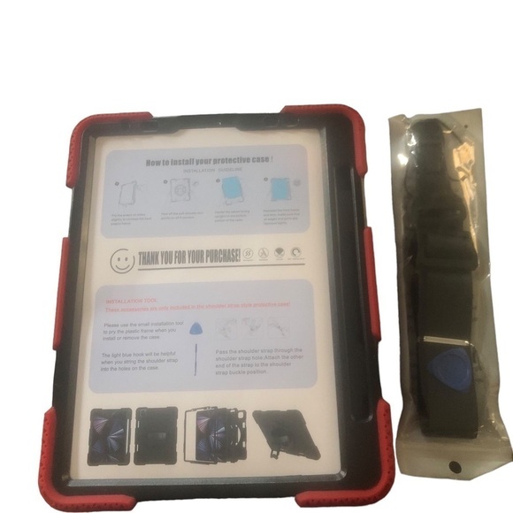 Miesherk IPad Pro 11 Case 2021 3rd Generation Red/Black Kickstand Shoulder Strap - Picture 2 of 3